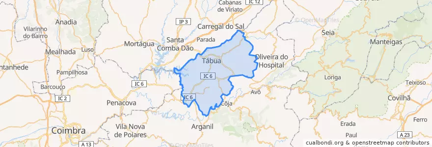 Mapa de ubicacion de Tábua.