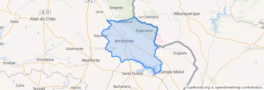 Mapa de ubicacion de Arronches.