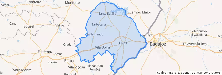 Mapa de ubicacion de Elvas.