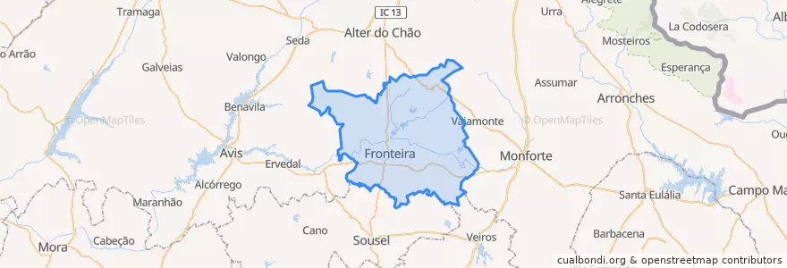 Mapa de ubicacion de Fronteira.