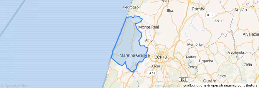 Mapa de ubicacion de Marinha Grande.
