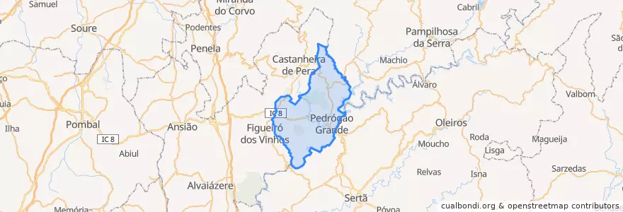 Mapa de ubicacion de Pedrógão Grande.