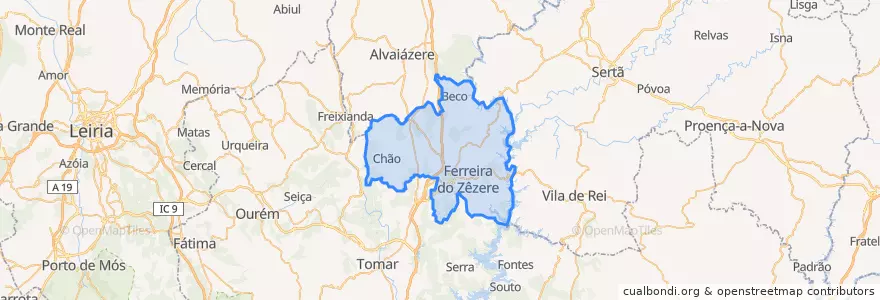 Mapa de ubicacion de Ferreira do Zêzere.