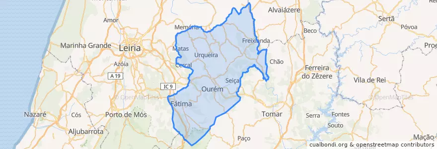 Mapa de ubicacion de Ourém.