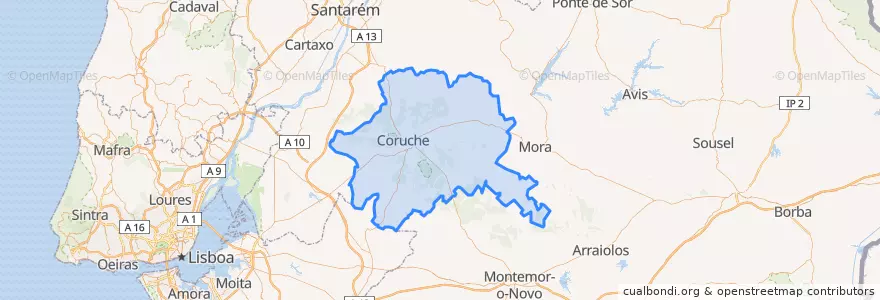 Mapa de ubicacion de Coruche.