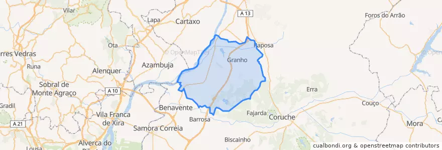 Mapa de ubicacion de Salvaterra de Magos.