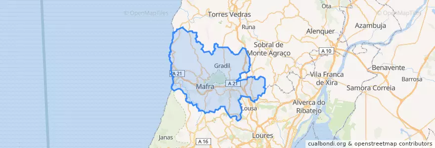 Mapa de ubicacion de Mafra.