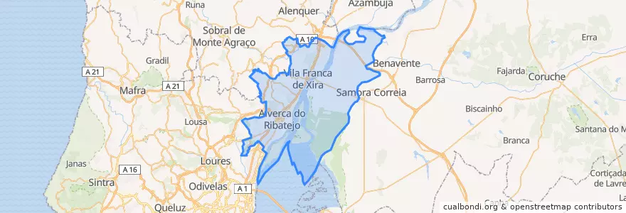 Mapa de ubicacion de Vila Franca de Xira.