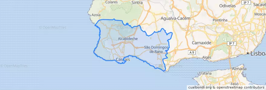 Mapa de ubicacion de Cascais.