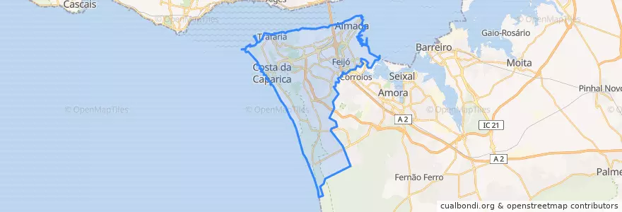 Mapa de ubicacion de Almada.
