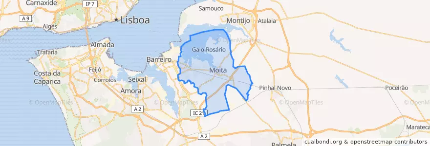 Mapa de ubicacion de Moita.