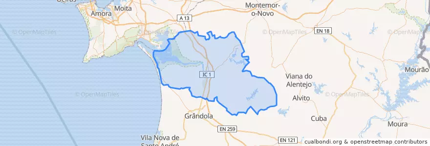 Mapa de ubicacion de Alcácer do Sal.