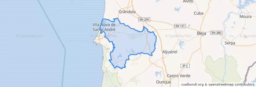 Mapa de ubicacion de Santiago do Cacém.