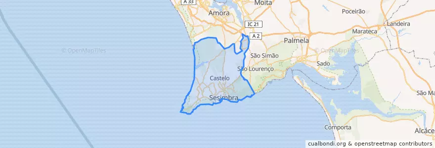 Mapa de ubicacion de Sesimbra.