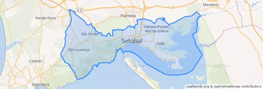 Mapa de ubicacion de Setúbal.