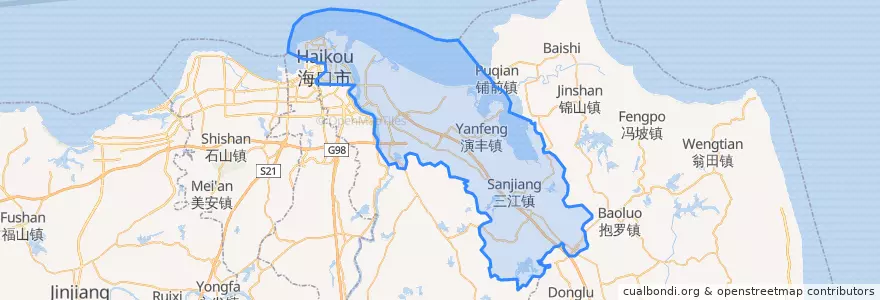 Mapa de ubicacion de 美兰区 (Meilan).