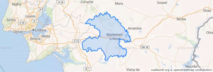 Mapa de ubicacion de Montemor-o-Novo.