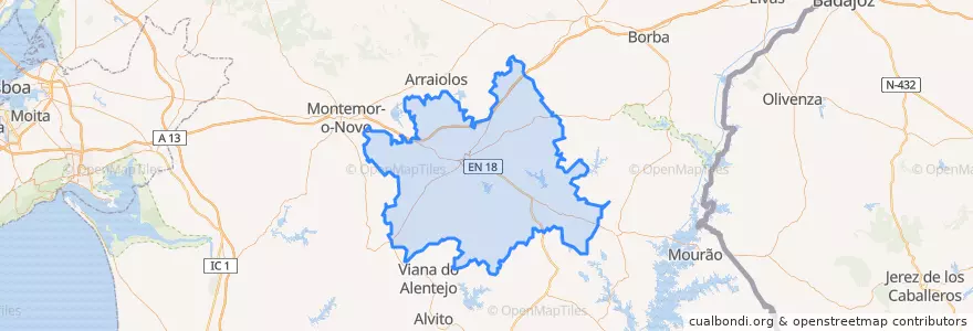 Mapa de ubicacion de Évora.