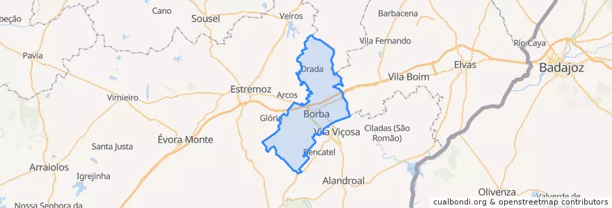 Mapa de ubicacion de Borba.