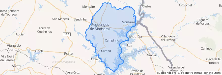 Mapa de ubicacion de Reguengos de Monsaraz.