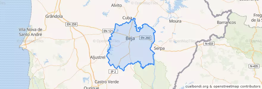 Mapa de ubicacion de Beja.