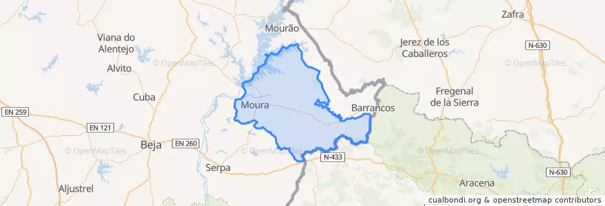 Mapa de ubicacion de Moura.