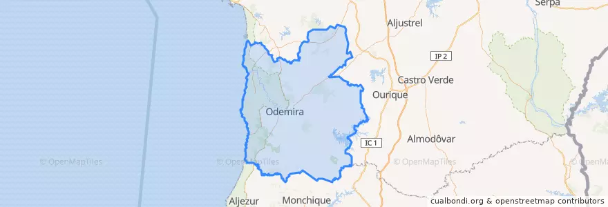 Mapa de ubicacion de Odemira.