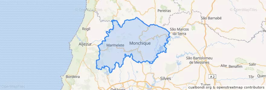 Mapa de ubicacion de Monchique.