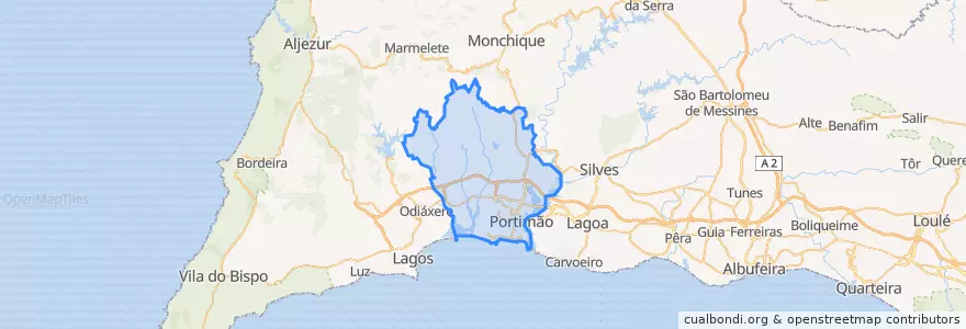 Mapa de ubicacion de Portimão.