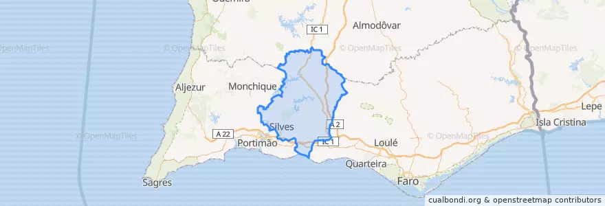 Mapa de ubicacion de Silves.