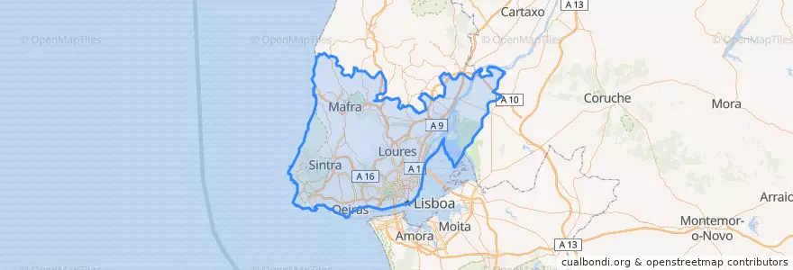 Mapa de ubicacion de Grande Lisboa.