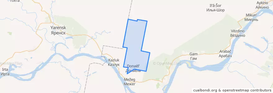 Mapa de ubicacion de сельское поселение Донаёль.