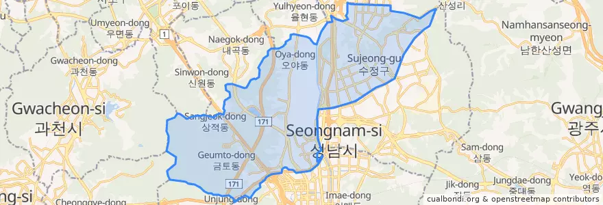 Mapa de ubicacion de Sujeong-gu.
