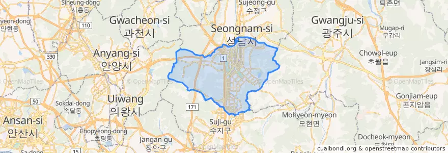 Mapa de ubicacion de 분당구.