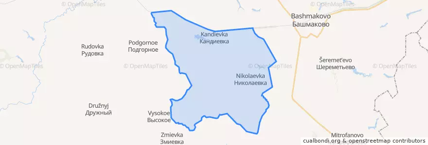 Mapa de ubicacion de Кандиевский сельсовет.