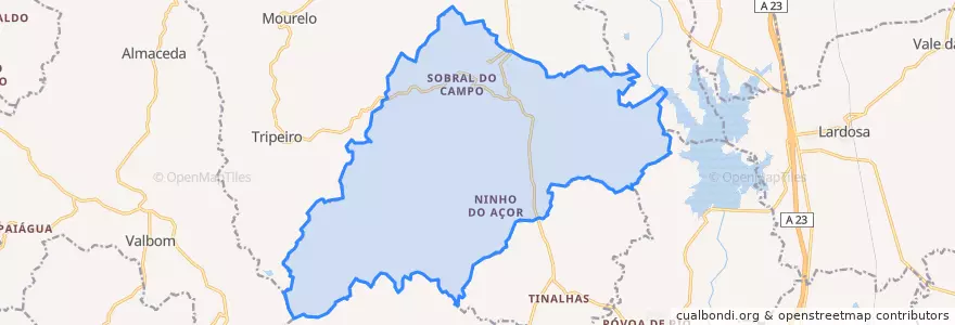 Mapa de ubicacion de União de Freguesias de Ninho do Açor e Sobral do Campo.