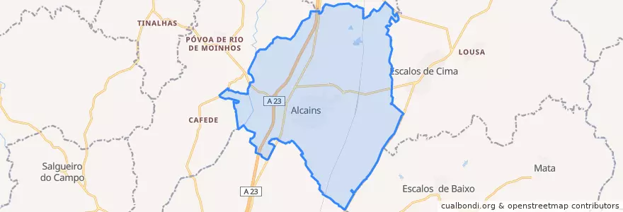 Mapa de ubicacion de Alcains.
