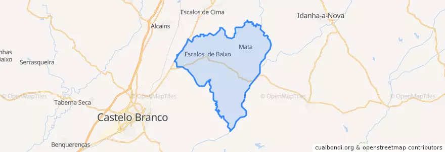 Mapa de ubicacion de União de Freguesias de Escalos de Baixo e Mata.