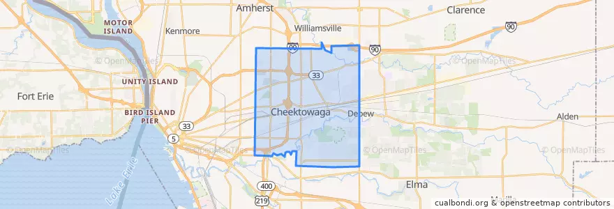 Mapa de ubicacion de Cheektowaga Town.