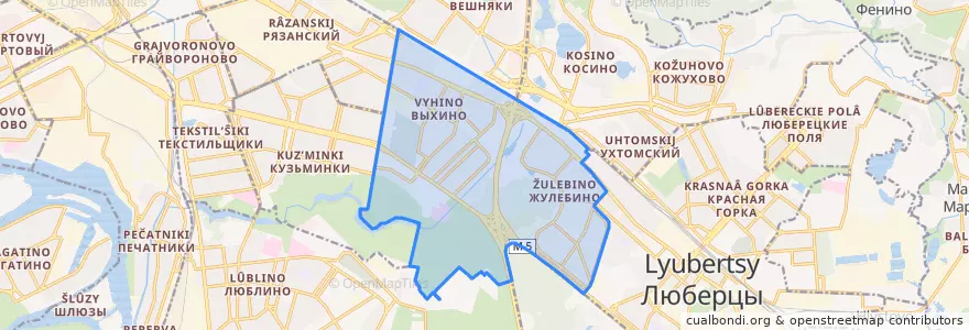 Mapa de ubicacion de Vykhino-Zhulebino District.