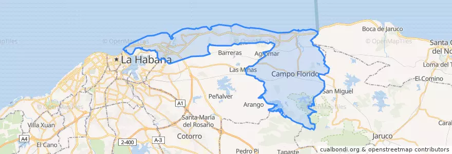 Mapa de ubicacion de Habana del Este.