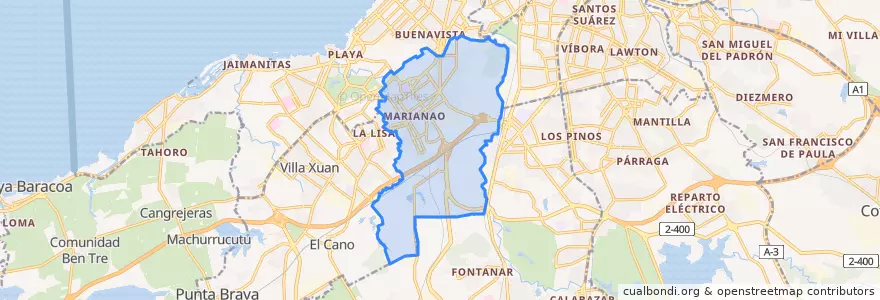 Mapa de ubicacion de Marianao.