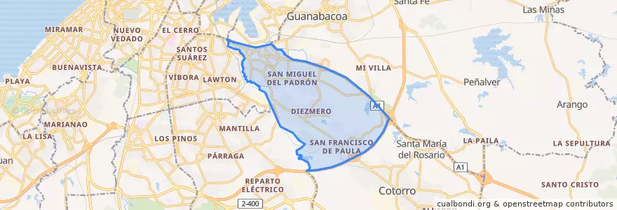 Mapa de ubicacion de San Miguel del Padrón.