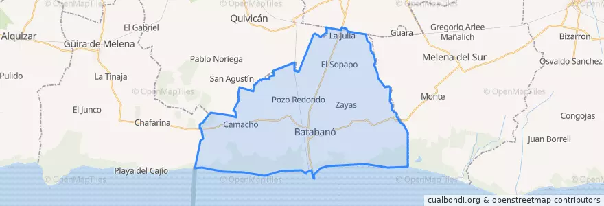 Mapa de ubicacion de Batabanó.