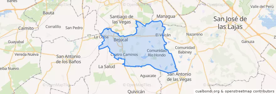 Mapa de ubicacion de Bejucal.