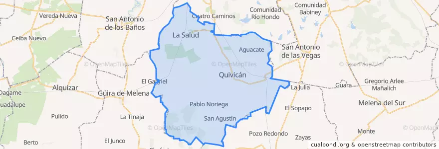 Mapa de ubicacion de Quivicán.