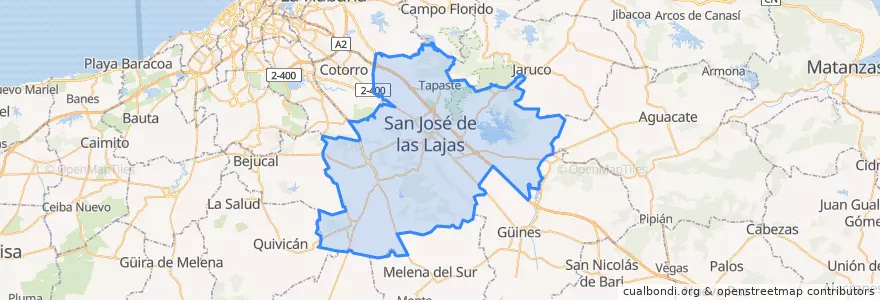 Mapa de ubicacion de San José de las Lajas.