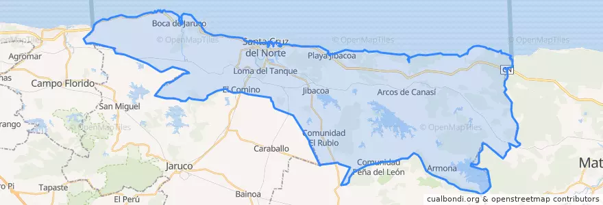 Mapa de ubicacion de Santa Cruz del Norte.