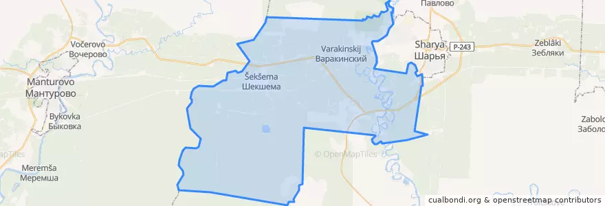 Mapa de ubicacion de Шекшемское сельское поселение.