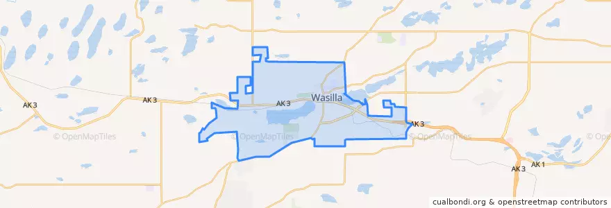 Mapa de ubicacion de Wasilla.